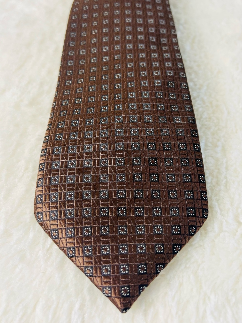 Giorgio Armani Brown Geometric Silk Tie